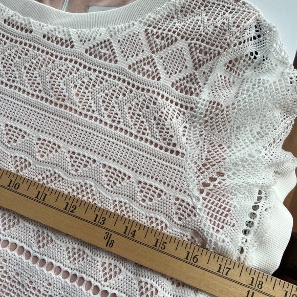 Anthropologie HD in Paris Coquette Off White Crochet Dress with Black Bow - Picture 7 of 8